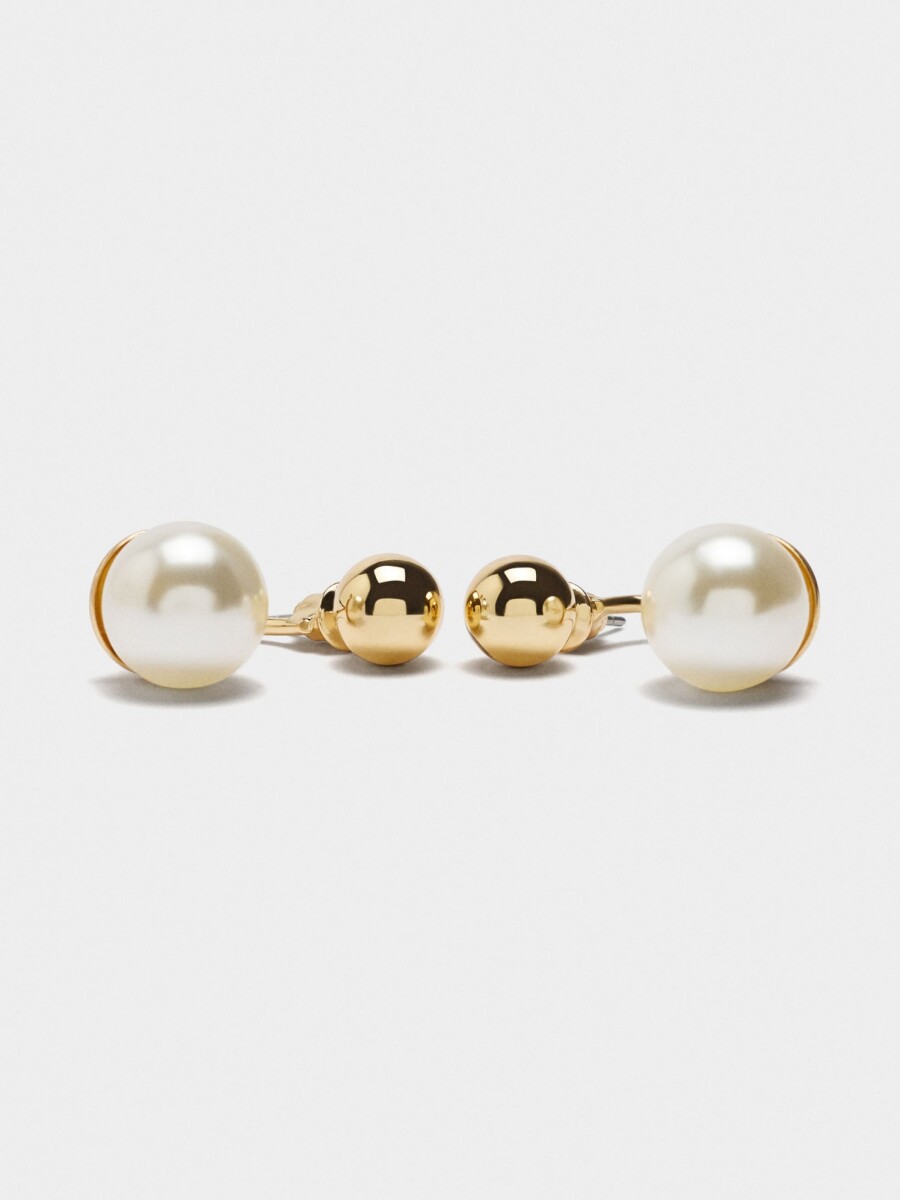 Pendientes De Esferas Con Perlas dorado