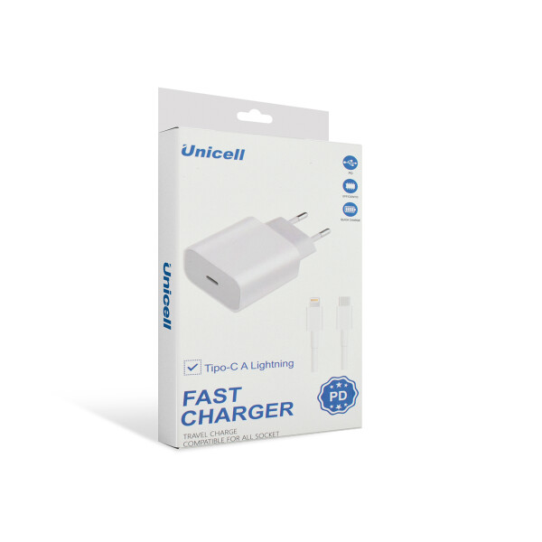 Cargador de pared Unicell 20W con cable Lightning Cargador De Pared Unicell 20w Con Cable Lightning