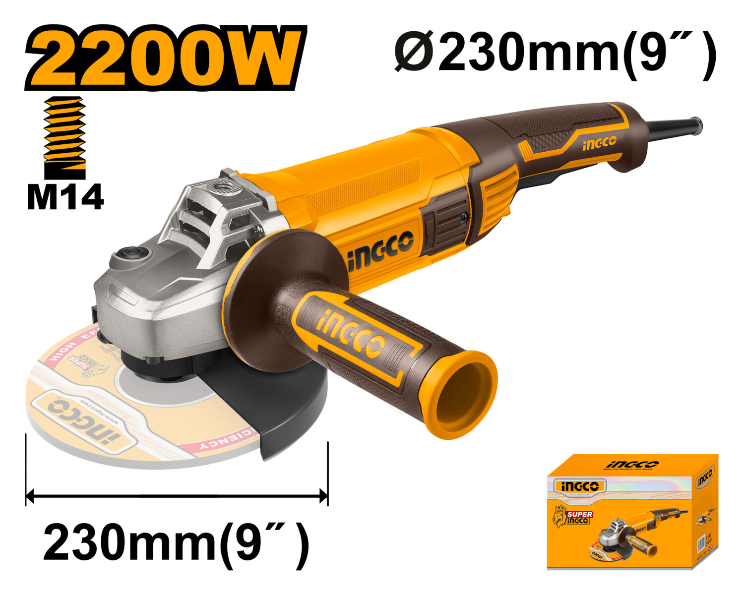 AMOLADORA 9´´ 2200W INGCO AG220018 
