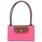 Longchamp -Cartera Longchamp plegable de nylon con cierre y asa larga, Le pliage L Fucsia