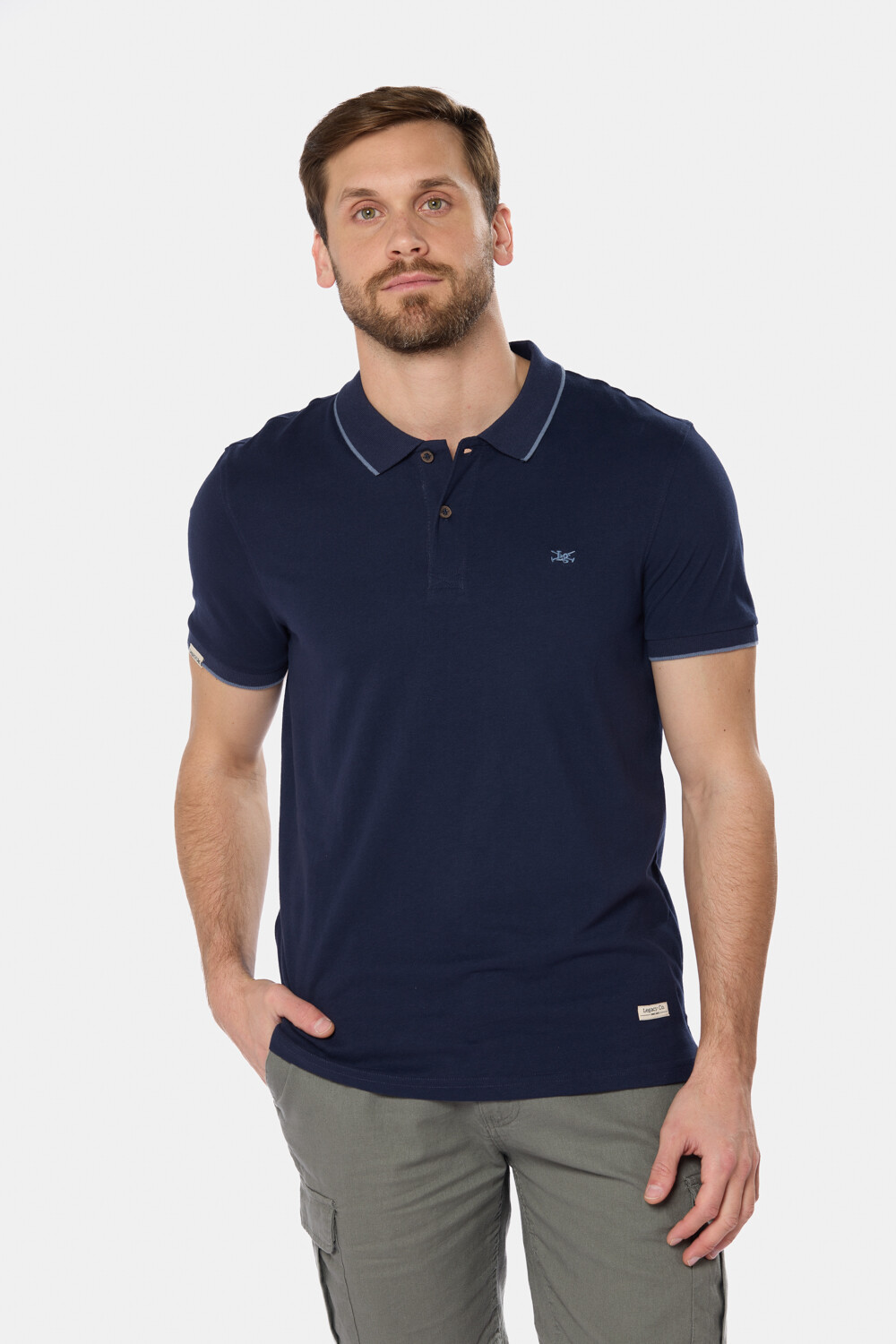 REMERA POLO JERSEY RAYADA Azul