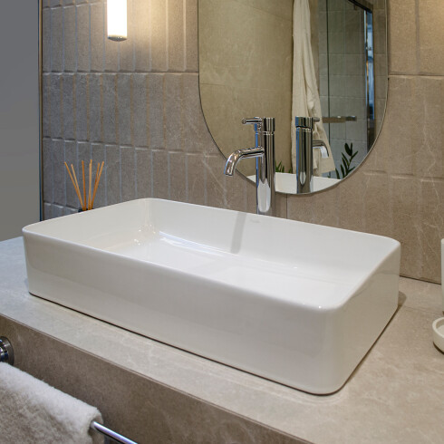 Bacha Lavatorio De Apoyar Aqualia 61X33.5X11 Blanca Rect Slim 000