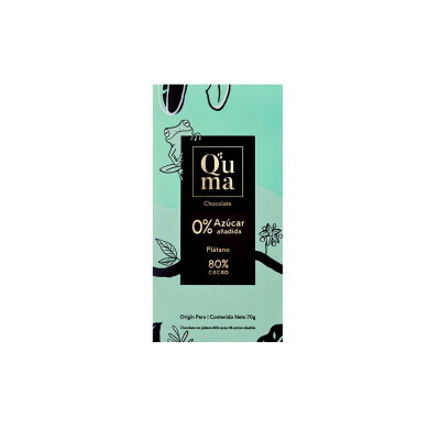 Chocolate 80% cacao + plátano s/azucar Quma Choco 80% Cacao + Banana S/a