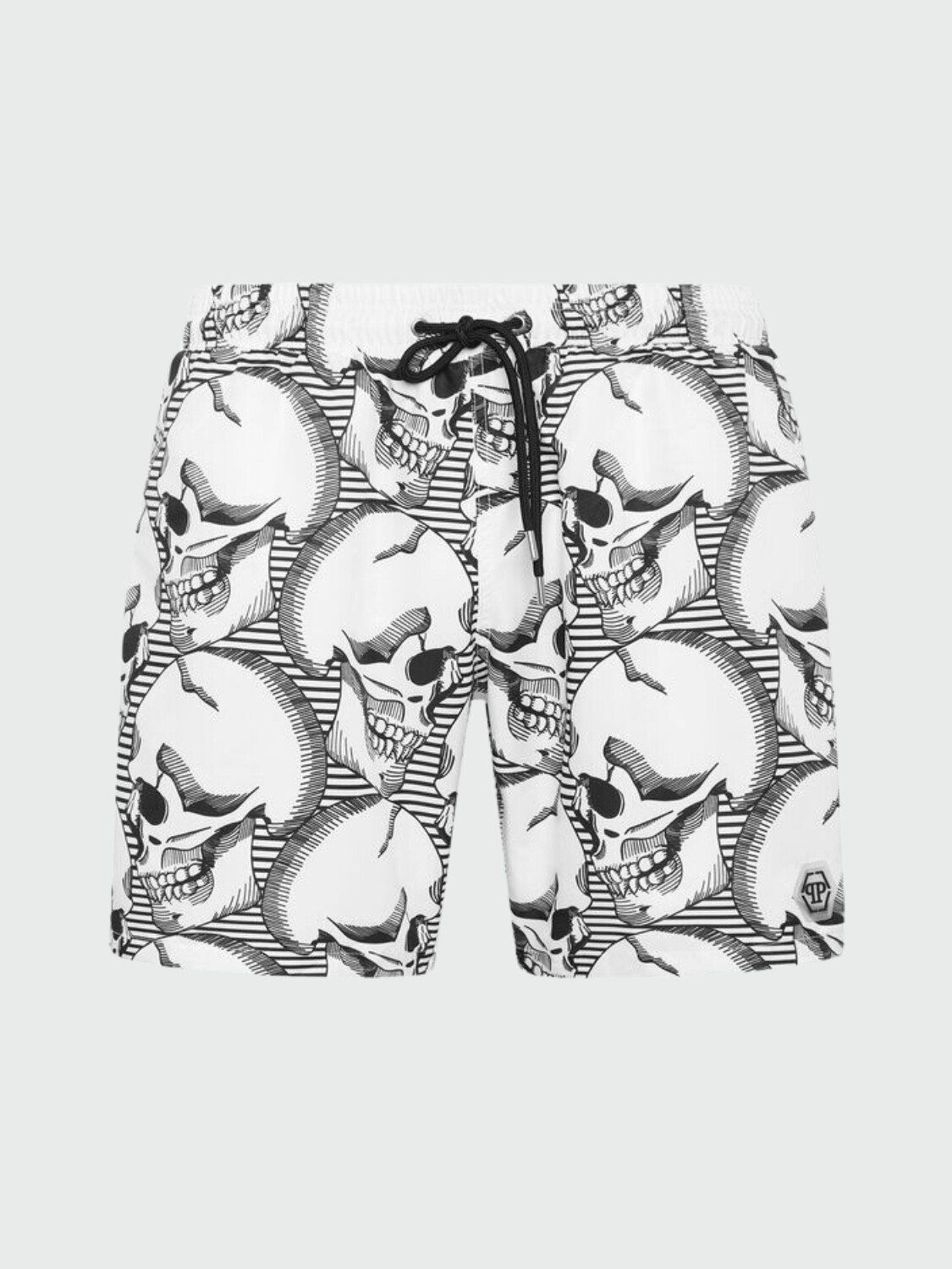 PHILIPP PLEIN - short de baño negro con calavera Blanco