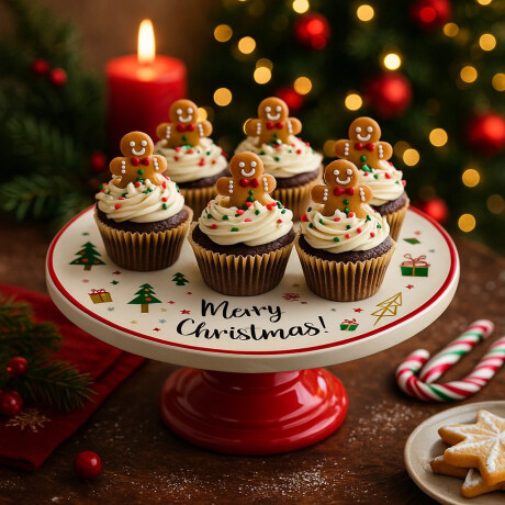 Plato con Pie Grande Muñeco Jengibre Plato con Pie Grande Muñeco Jengibre