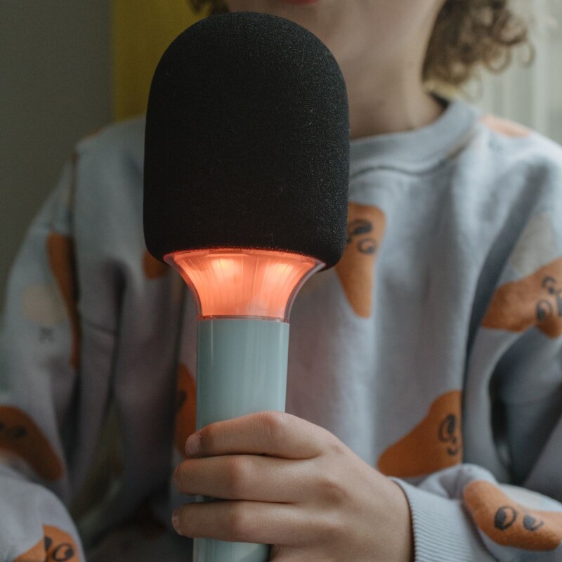 Micrófono Infantil con luces Bluetooth Usb Recargable Verde