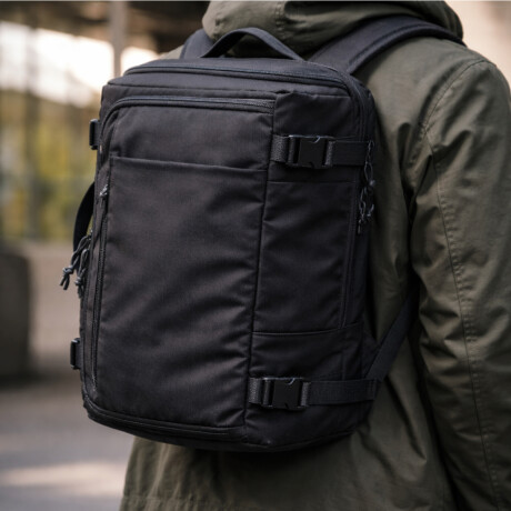 Mochila de viaje expandible con múltiples bolsillos Negro