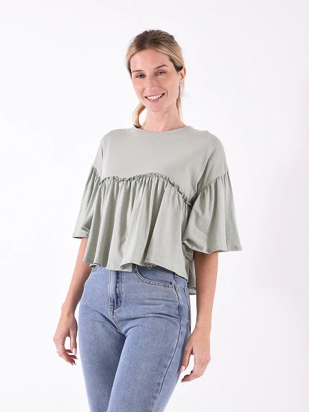 BLUSA MIEL VERDE GRISACEO