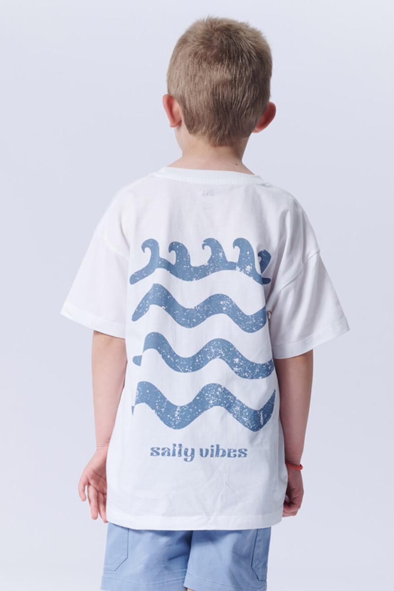 Remera Estampa Olas Blanca
