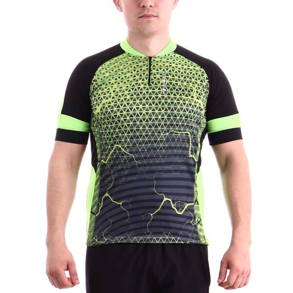 Poker Camisa Ciclista Manga Corta C/cierre Parcial Space - Unisex Negro-verde