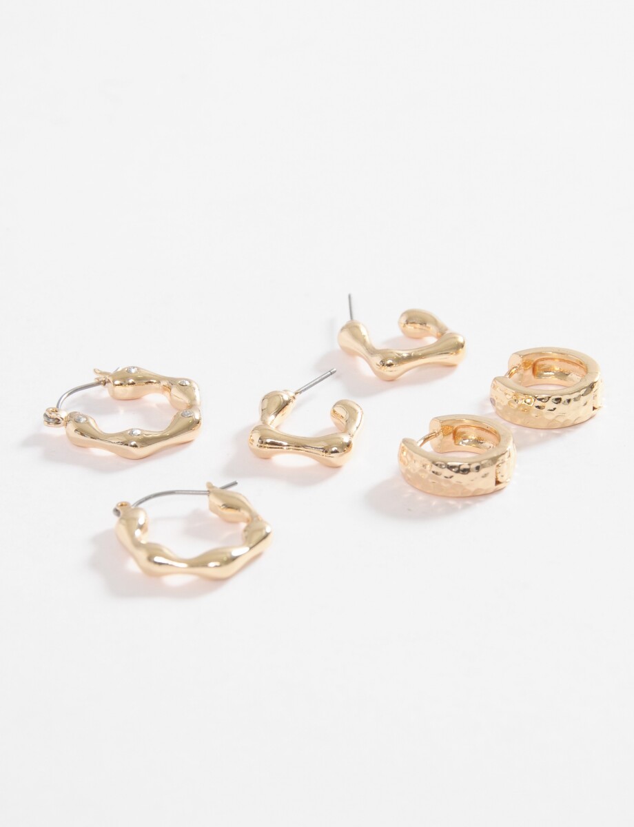 Set de tres aros wavy - dorado 