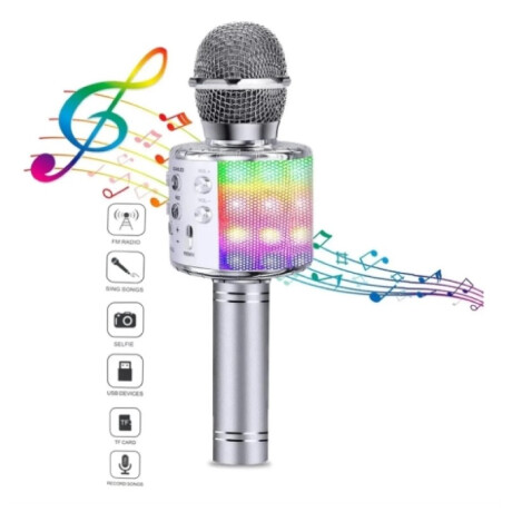 Microfono Parlante Bt Karaoke Plata Microfono Parlante Bt Karaoke Plata