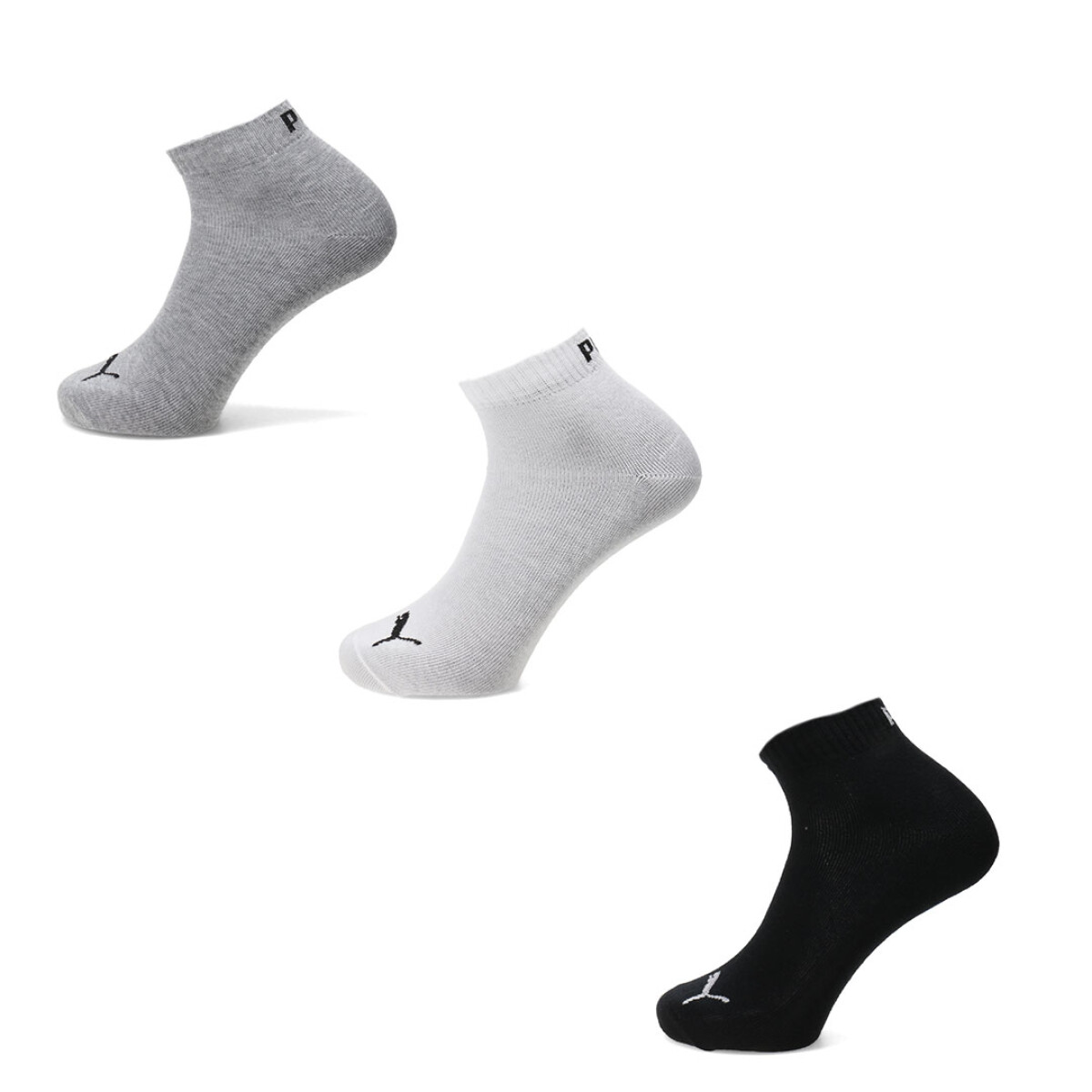 Medias Unisex Puma Plain Quarter Socks 3Pares - Gris - Blanco 