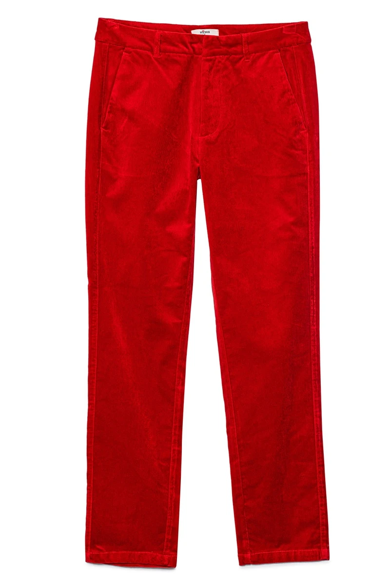 LEONA VELOUR TROUSERS Rojo