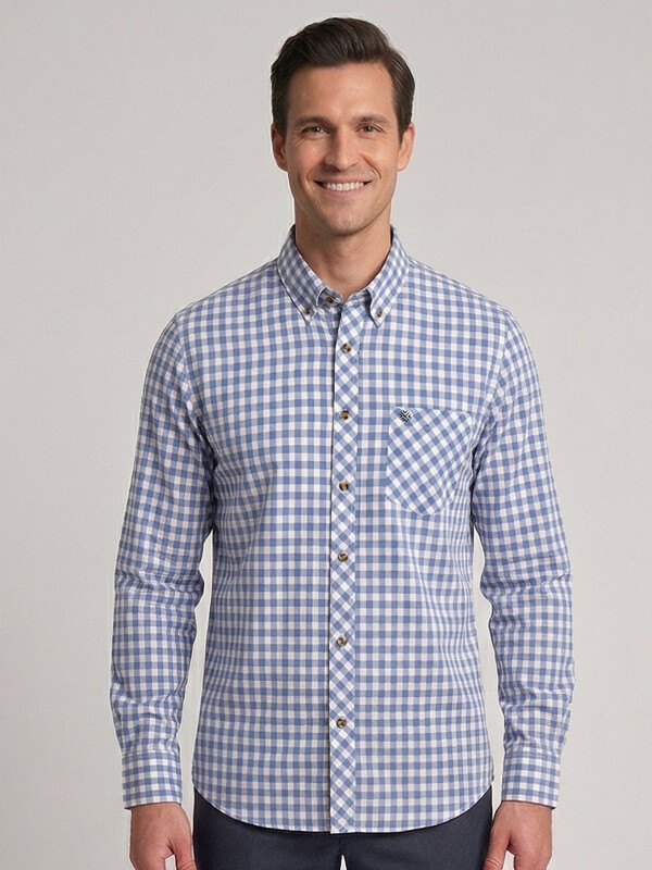 CAMISA MANGA LARGA A CUADROS CELESTE CAMISA MANGA LARGA A CUADROS CELESTE