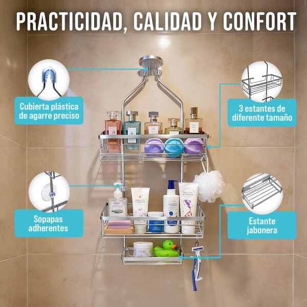 Organizador De Ducha Colgante 3 Niveles Jabonera Baño Acero Imback Color Plateado Organizador De Ducha Colgante 3 Niveles Jabonera Baño Acero Imback Color Plateado