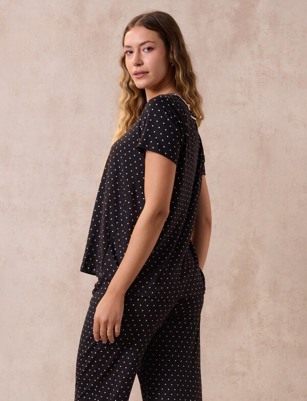Pijama C/capri NEGRO/BLANCO