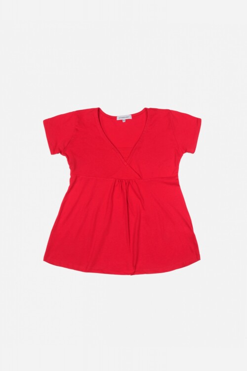 Blusa manga corta con frunce ROJO