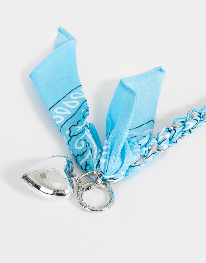 Llavero Metal Llavero Y Charm Con Trenza Bandana - Azul Celeste
