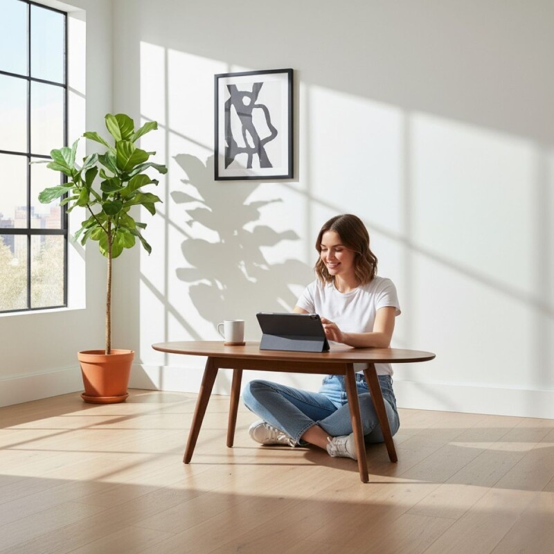 MESA CENTRO OVALADA 75CM - MC009/SE (CD) Unica