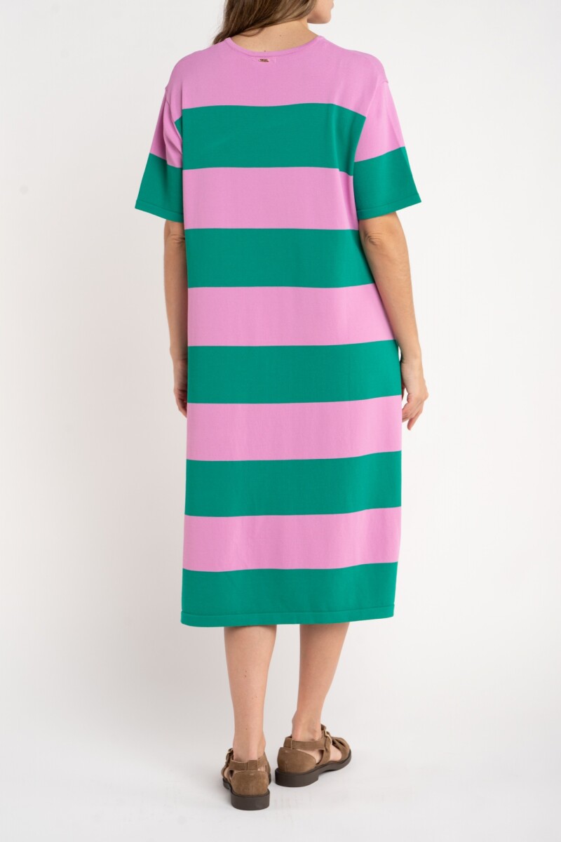 Vestido Tejido Rayado Verde