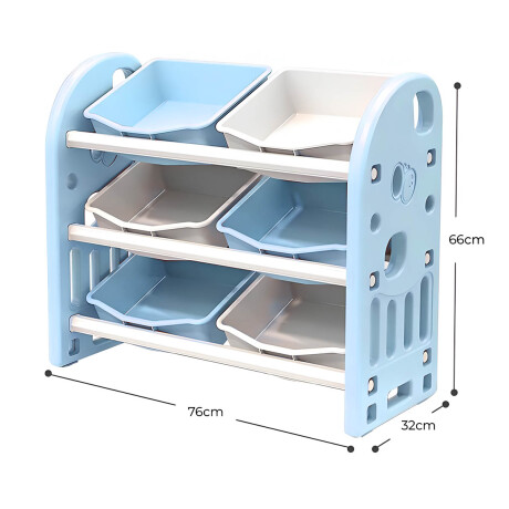Organizador Estantería 6 Cajones Juguetes P/niños Celeste