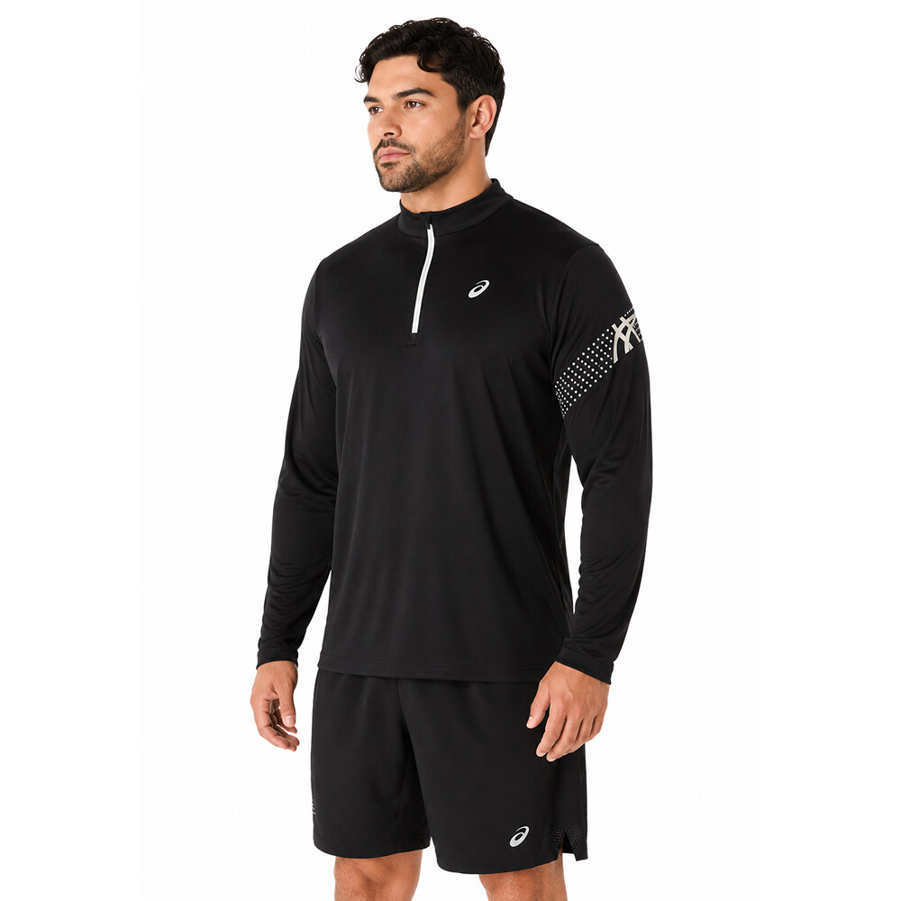 Casaca Running Icon Ls 1/2 Zip Hombre Performance Black