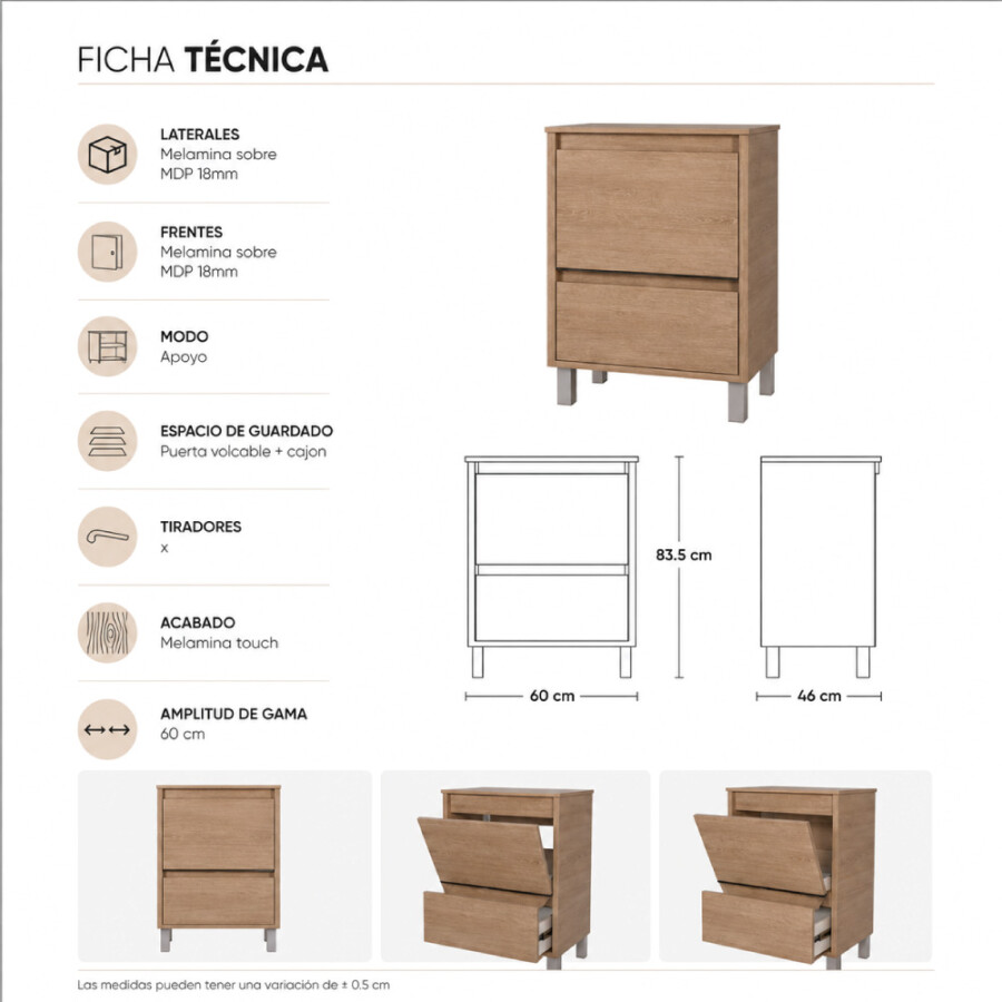 Mueble Tango 60 Ambar de Apoyo Mueble Tango 60 Ambar de Apoyo