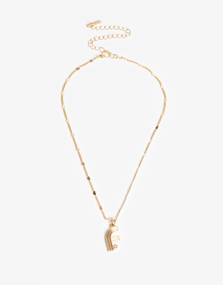 Cadena Corta con Dije Letras Collar Con Dije Inicial Letra "f" - Dorado