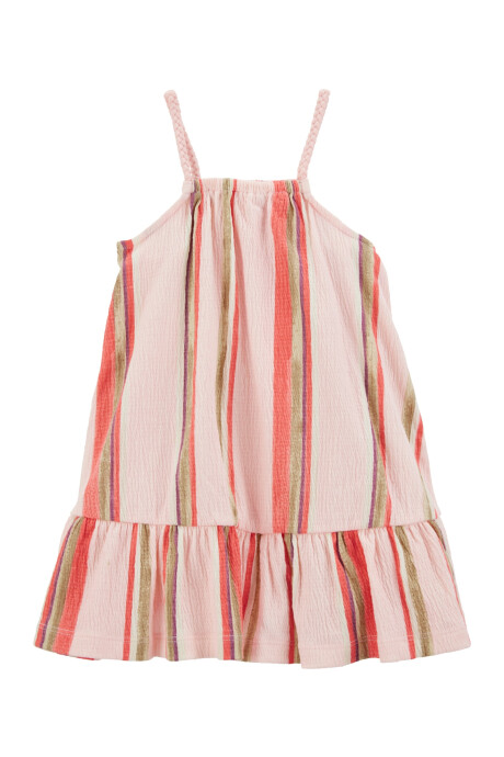 Vestido de jersey arrugado, diseño a rayas Sin color