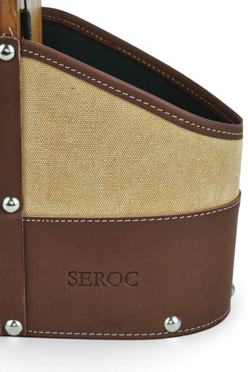 Porta termo y mate en madera y lona con porta celular y porta bombilla Beige