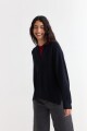 Sweater con cuello abierto y tajos laterales AZUL MARINO