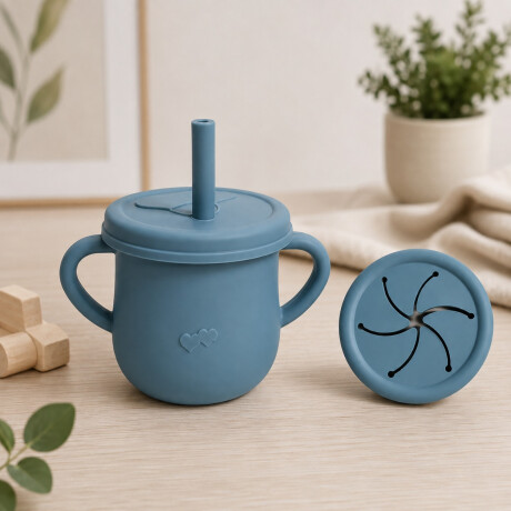Vaso 2 en 1 - Sorbito y Porta Cereales Azul