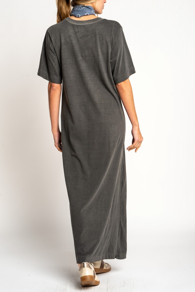 Vestido Maxi Tajo Gris Oscuro