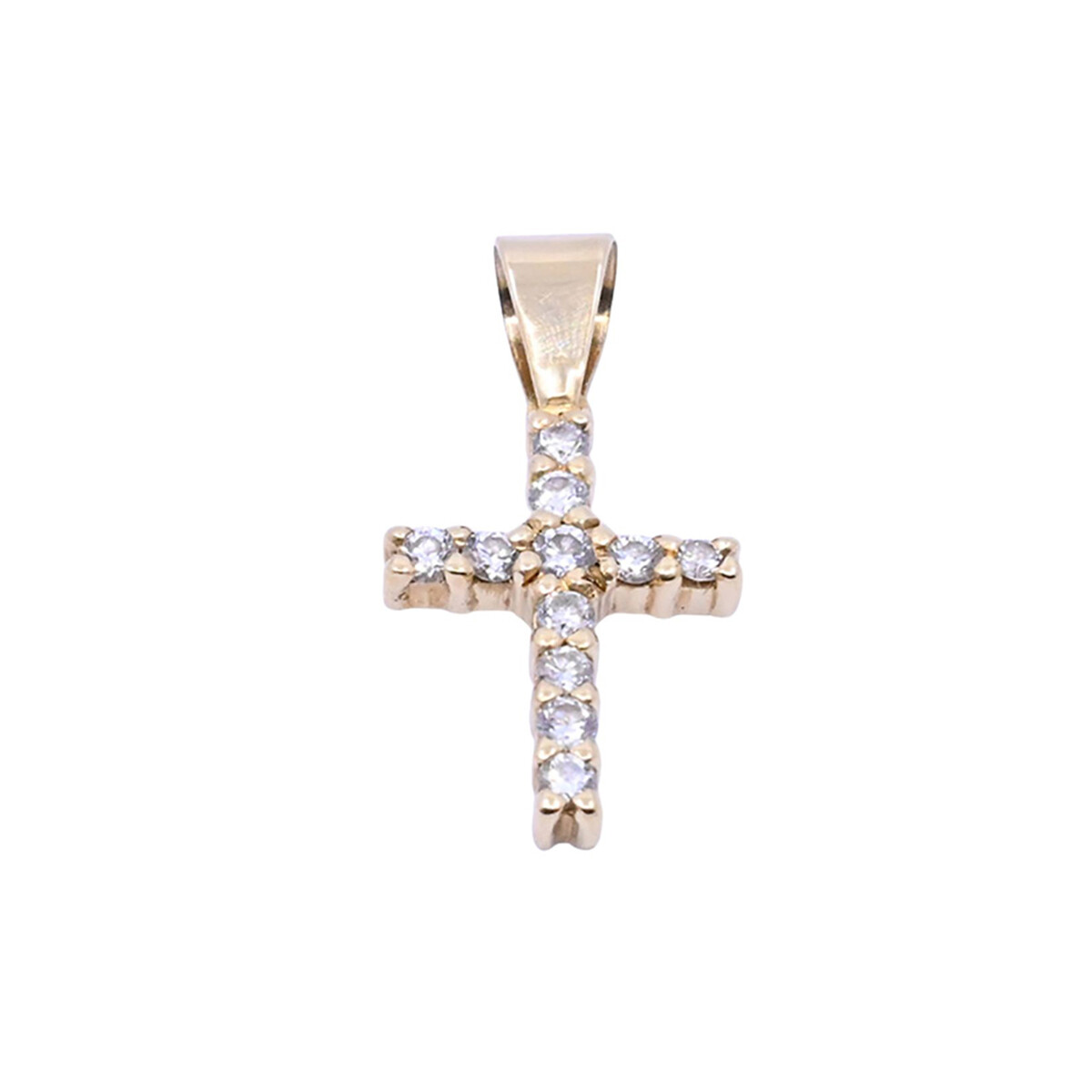Cruz oro 18k y brillantes engarce 4 puntas. 