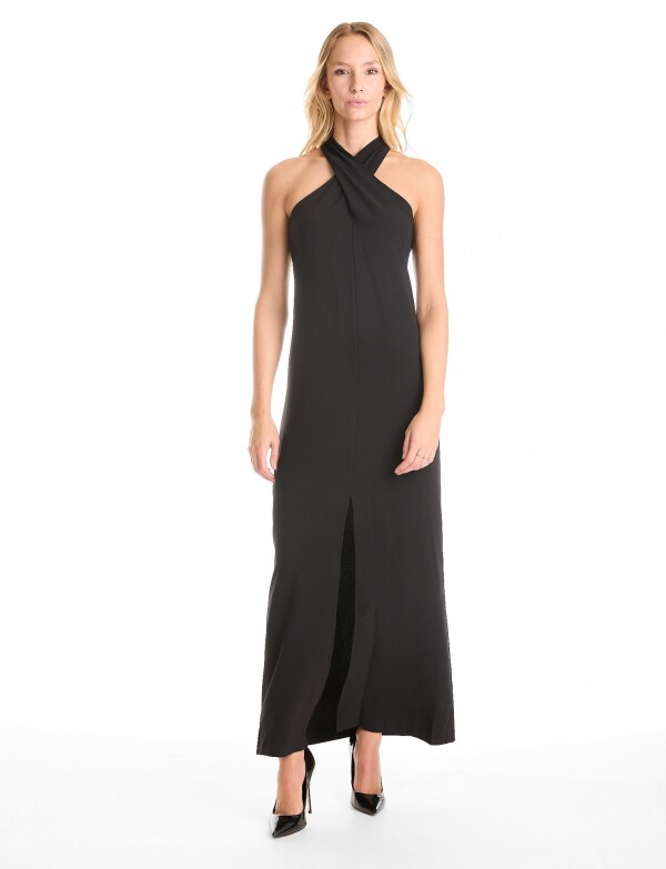 Vestido Cuello Cruzado NEGRO