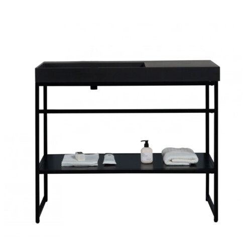 MOBILIARIO BAÑO BACHA CUARZO MUEBLE ACERO INOX NEGRO MATE GAMAS DE NEGRO