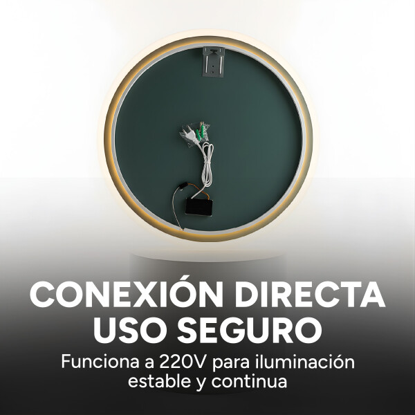 Espejo Redondo Baño Táctil 3 Modos Luz Retroiluminado 60 Cm Circular