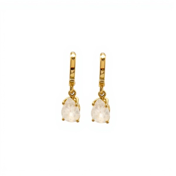 Caravanas aros Lagrima- Plata rodinada con micra oro 18k-Piedra Luna-CA2011 conpiedra