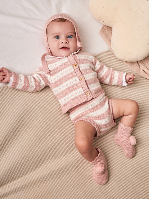 Pantalon De Punto De Rayas Rosado