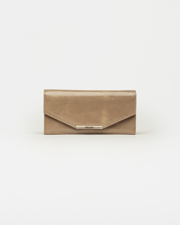 Billetera Luisa en cuero graneado Taupe