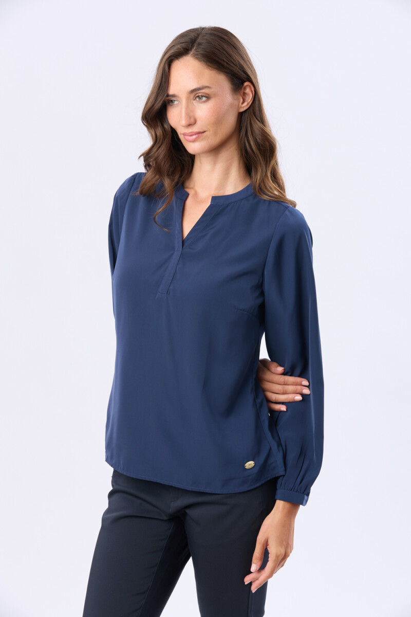 BLUSA CUELLO MAO - Azul 