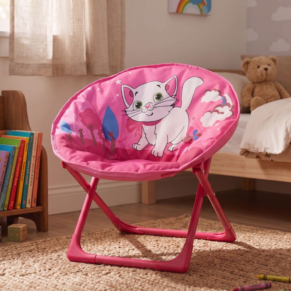 Silla Honguito Infantil Plegable de Metal - Gato 