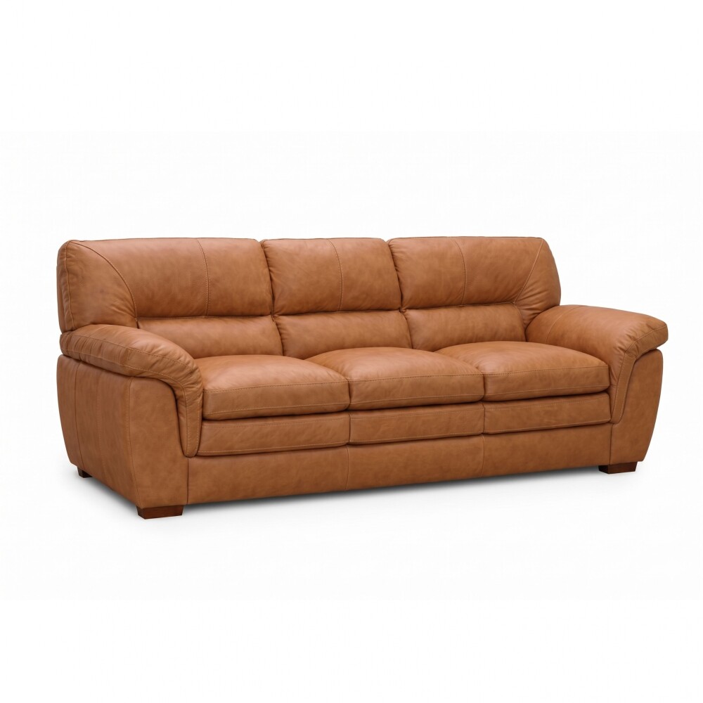 Sillon Livintus 3 Cuerpos Cuero Natural Miel