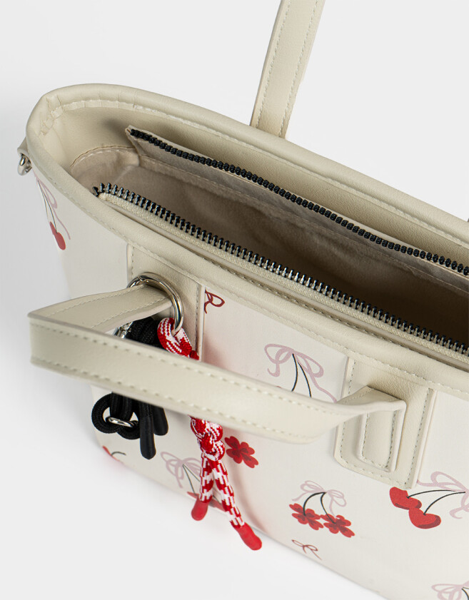 City Cartera City Con Charm - Blanco Crudo