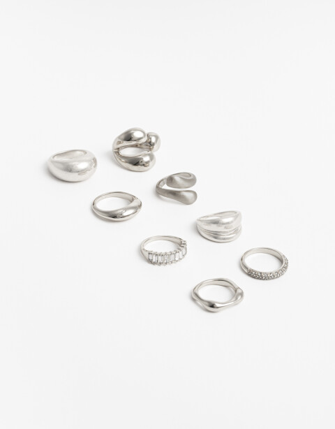Sets Anillos Metal Sets 8 Anillos - Plateado Rodio