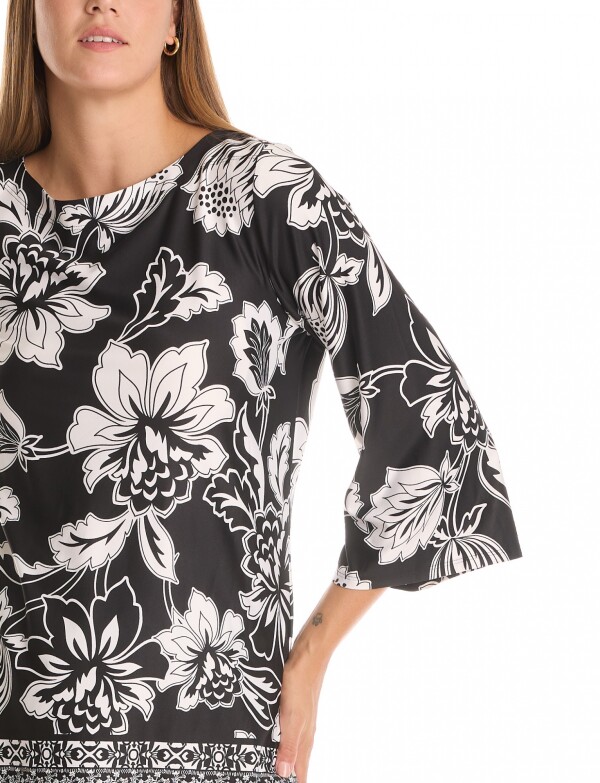 Blusa Flores NEGRO/BLANCO