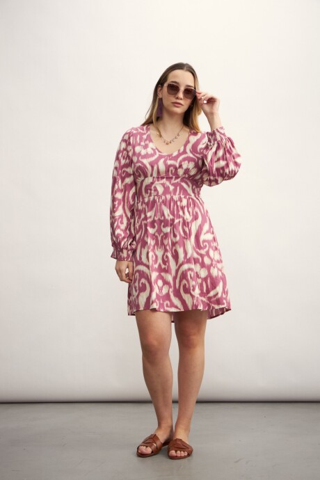 Vestido Sara Con estampa rosa