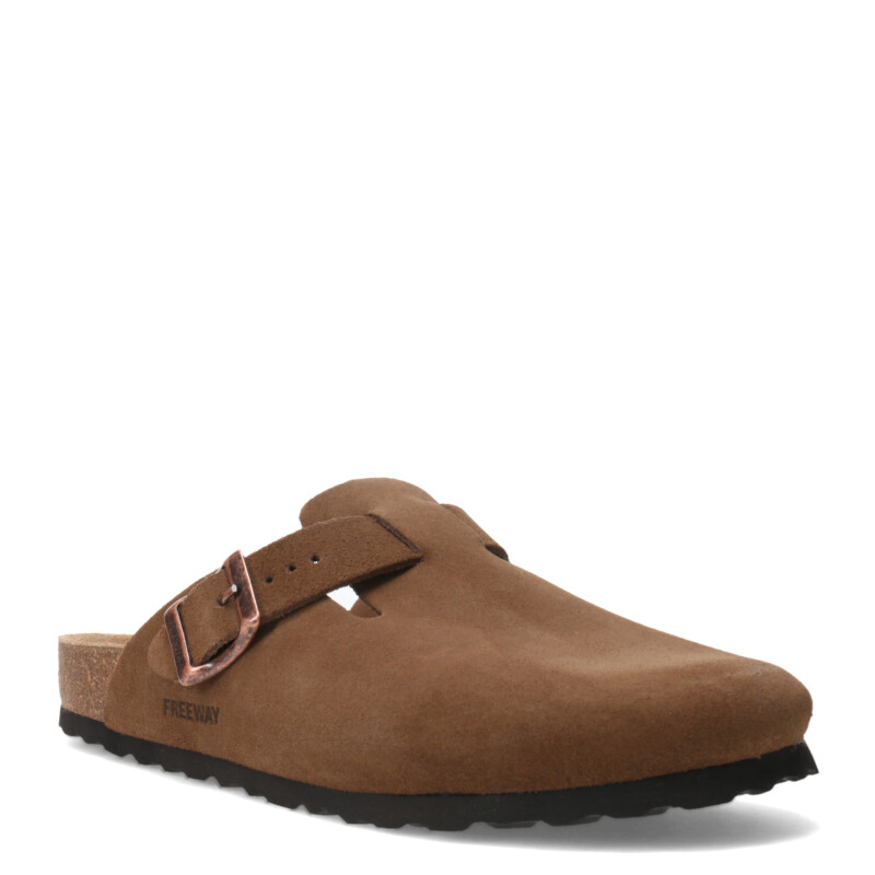 Sandalias de Mujer Freeway Zueco Casual 1 Hebilla Marrón Habana (Gamuza)