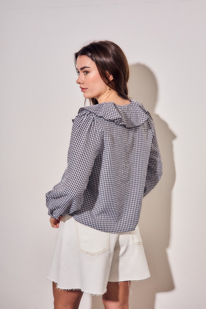 Blusa Gingham Negro